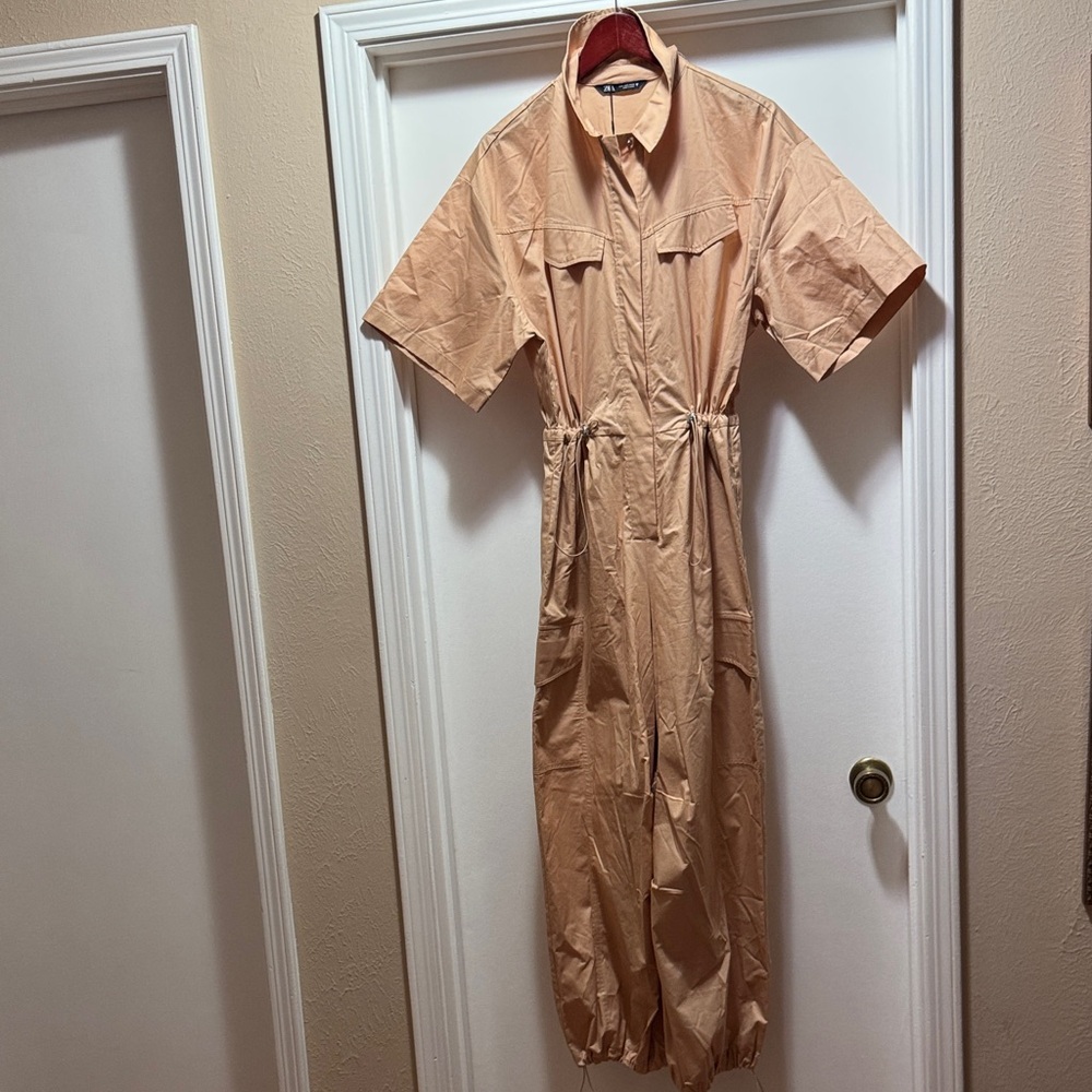 Zara Beige Jumpsuit with Collar.